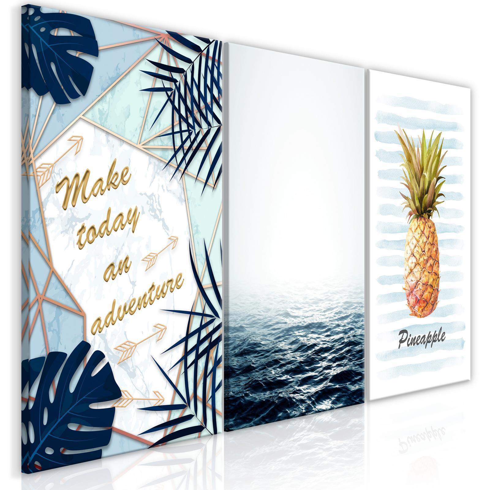 Tavla - Pineapple Quote (3 Parts)-Tavlor-Artgeist-Premium print-120x60-peaceofhome.se