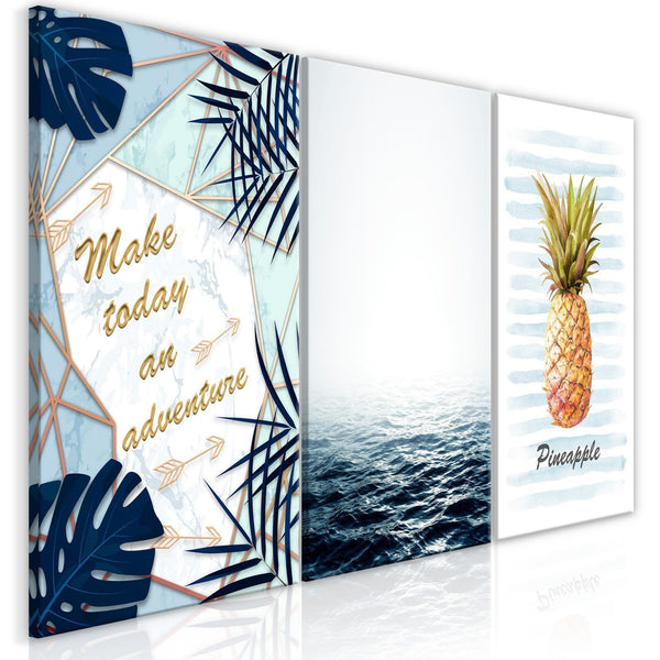 Tavla - Pineapple Quote (3 Parts)-Tavlor-Artgeist-peaceofhome.se