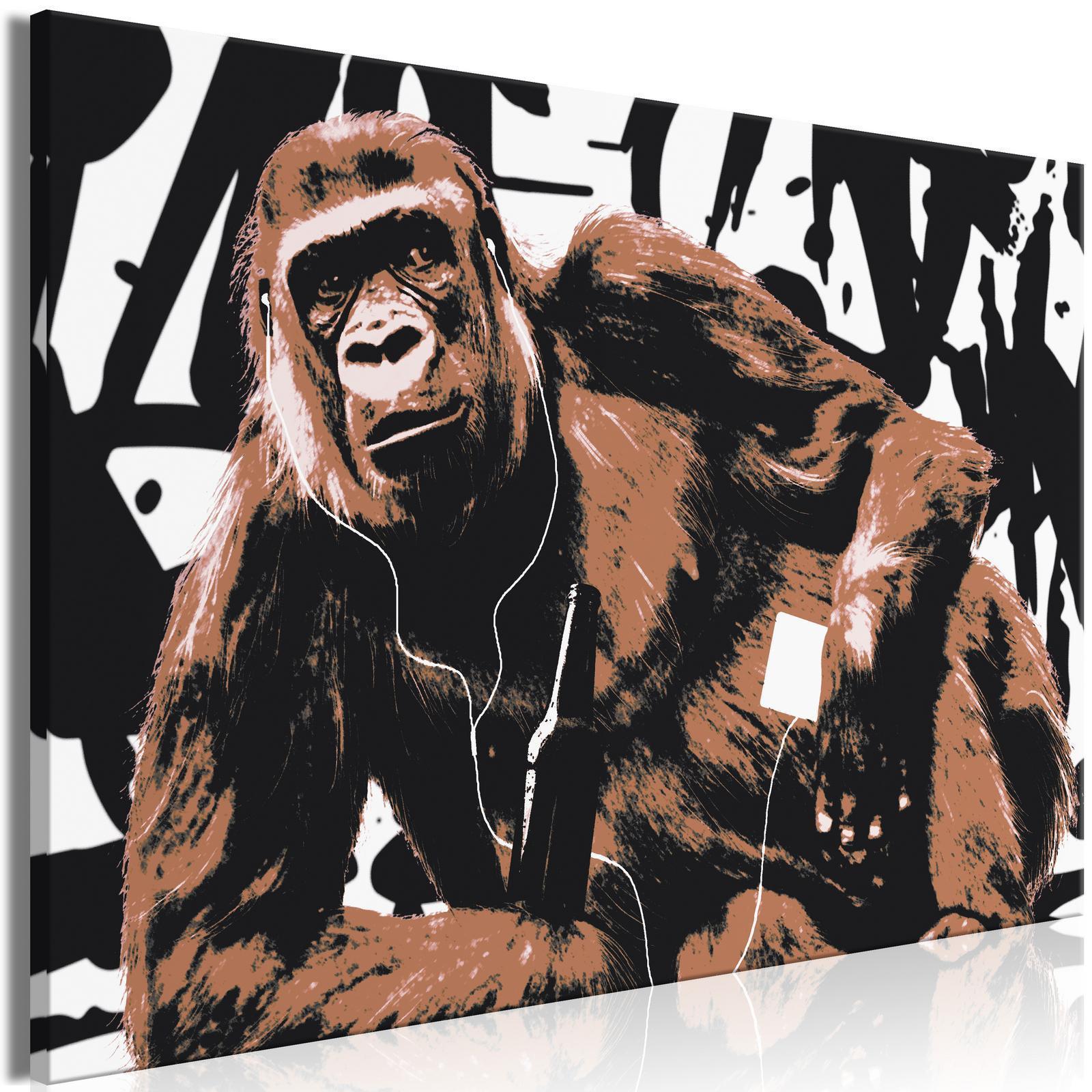 Tavla - Pop Art Monkey (1 Part) Narrow Brown-Tavlor-Artgeist-peaceofhome.se