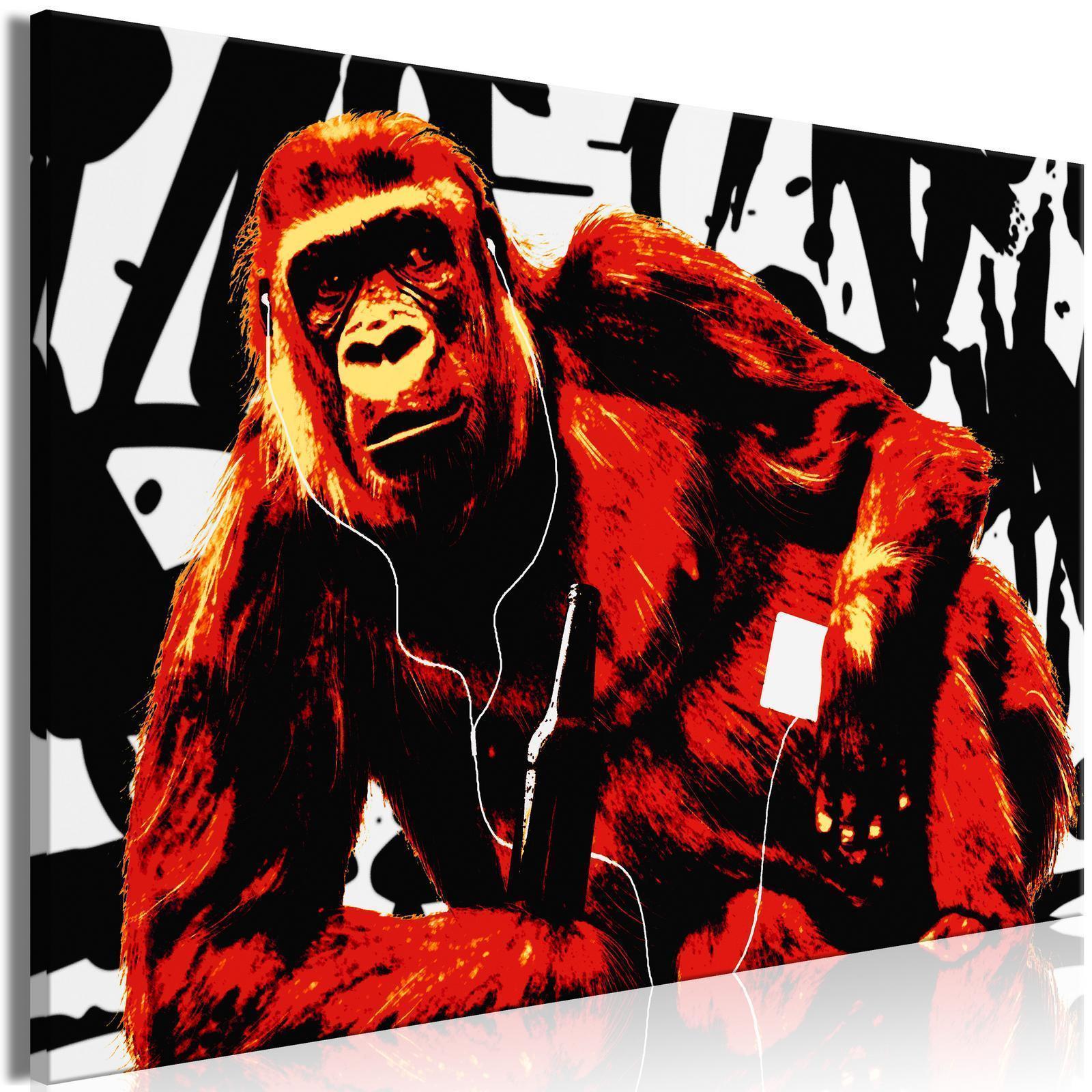 Tavla - Pop Art Monkey (1 Part) Narrow Red-Tavlor-Artgeist-peaceofhome.se