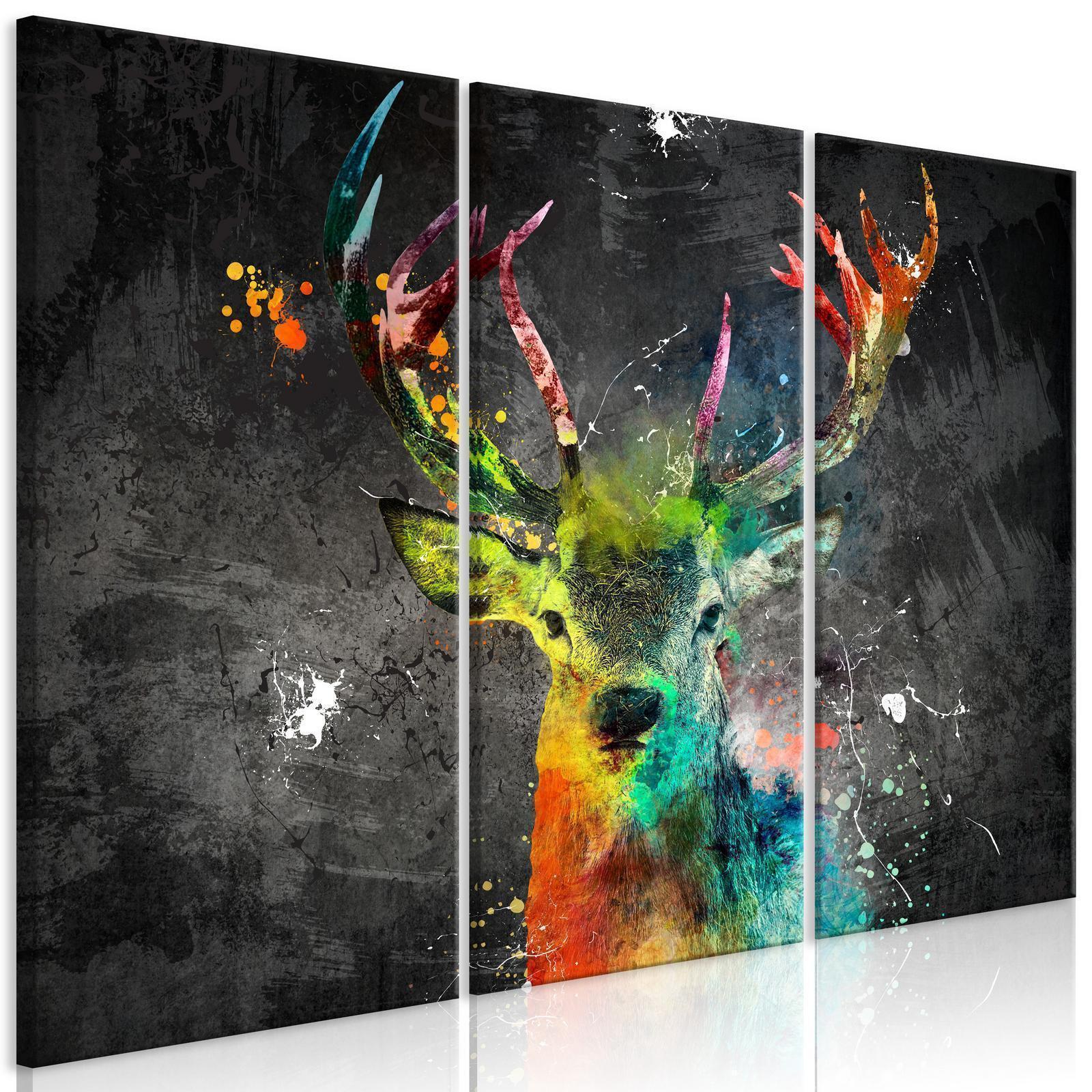 Tavla - Rainbow Deer (3 Parts)-Tavlor-Artgeist-peaceofhome.se