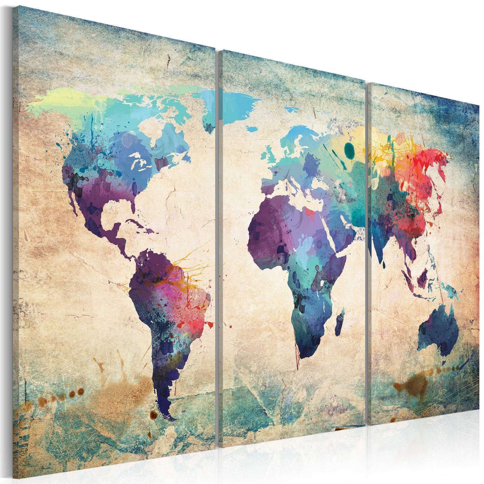 Tavla - Rainbow Map (triptych)-Tavlor-Artgeist-peaceofhome.se