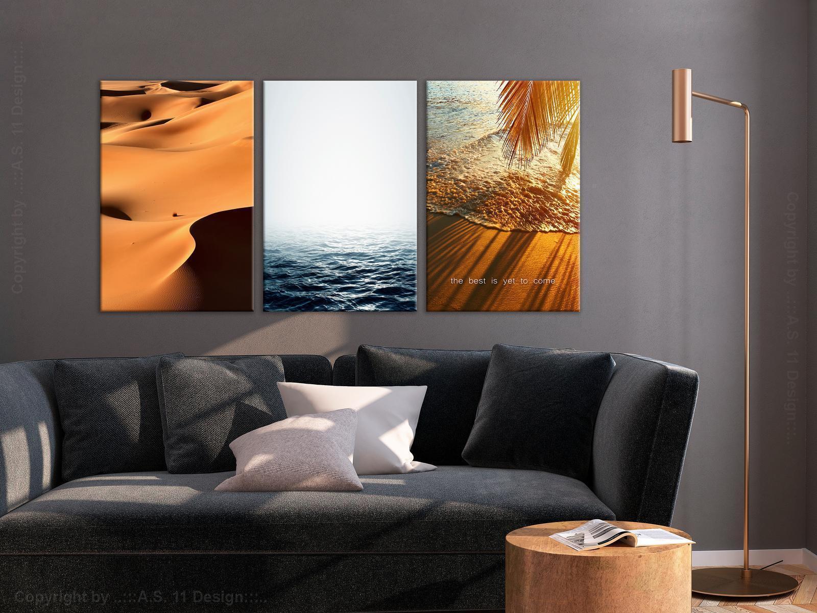 Tavla - Sand and Water (3 Parts)-Tavlor-Artgeist-Premium print-120x60-peaceofhome.se