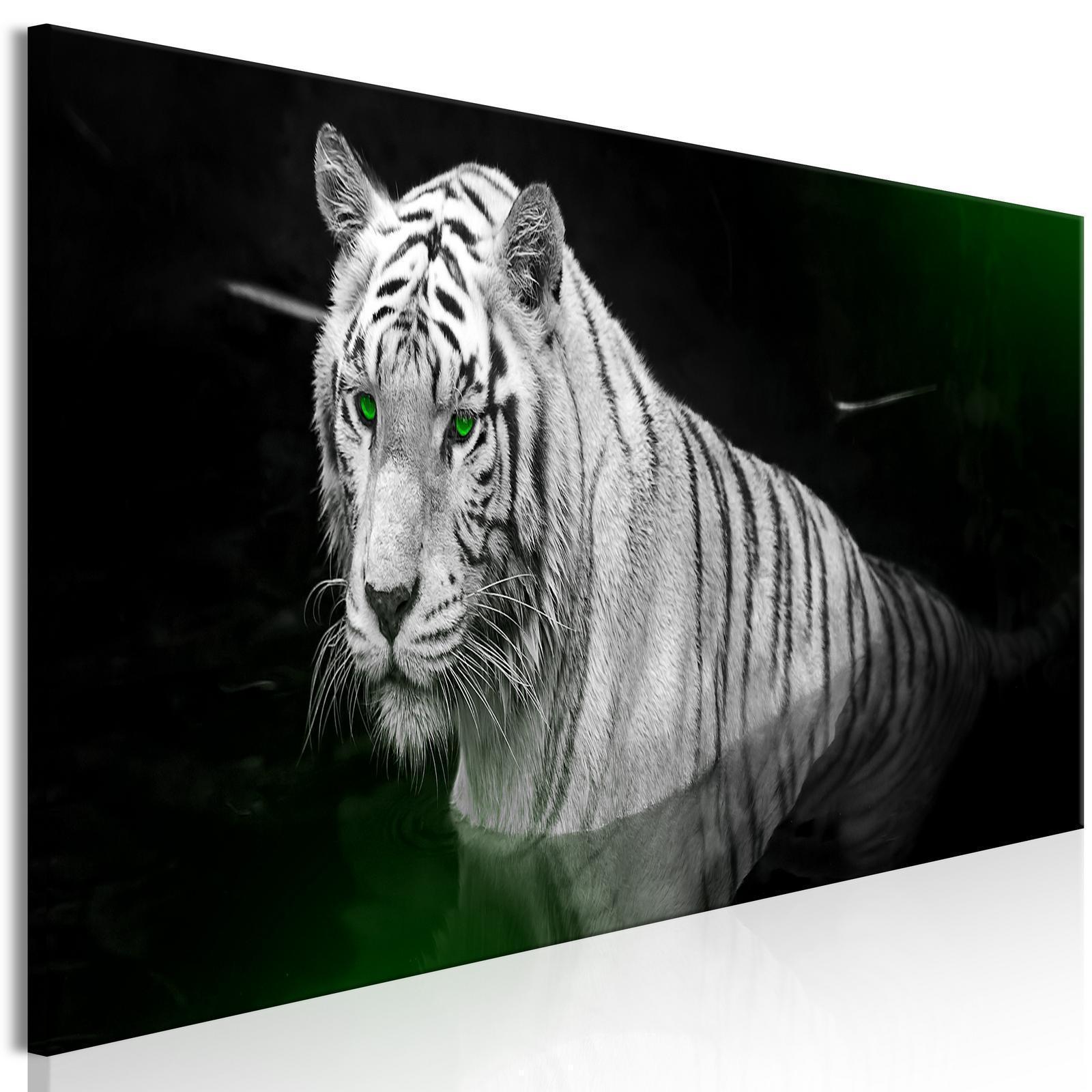 Tavla - Shining Tiger (1 Part) Green Narrow-Tavlor-Artgeist-peaceofhome.se