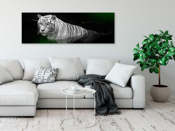 Tavla - Shining Tiger (1 Part) Green Narrow-Tavlor-Artgeist-peaceofhome.se