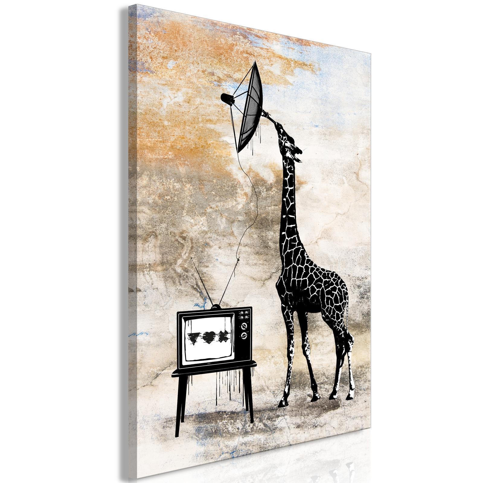 Tavla - Television Giraffe (1 Part) Vertical-Tavlor-Artgeist-peaceofhome.se