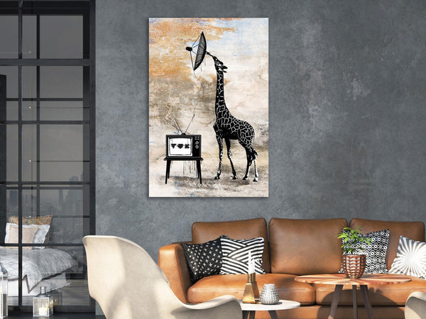 Tavla - Television Giraffe (1 Part) Vertical-Tavlor-Artgeist-peaceofhome.se