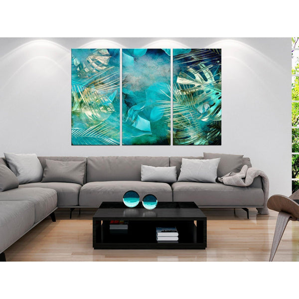 Tavla - Turquoise and Gold (3 Parts)-Tavlor-Artgeist-peaceofhome.se