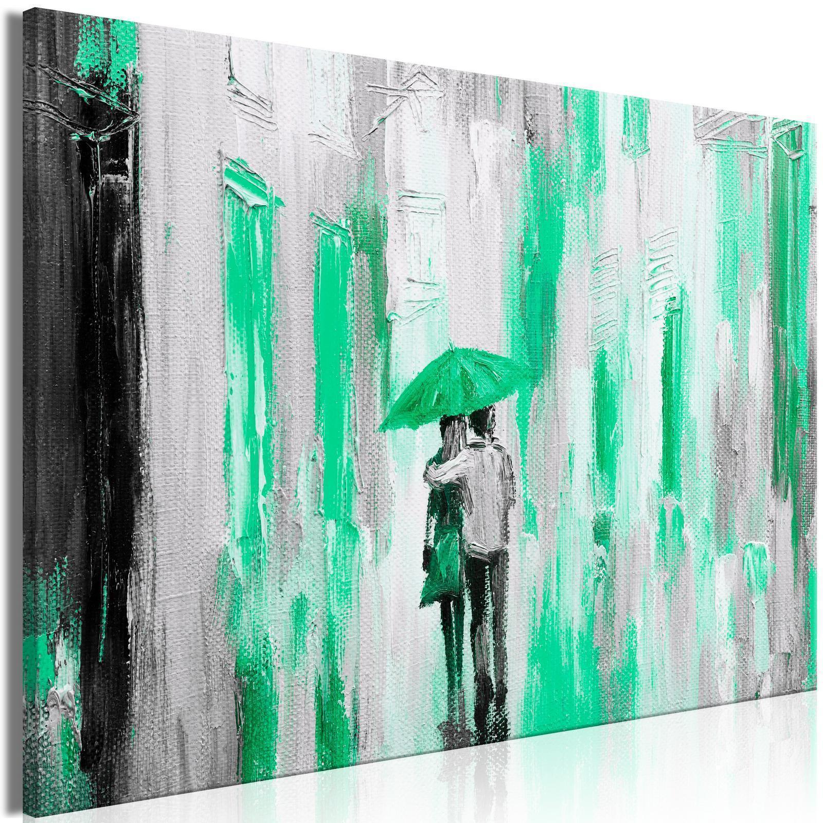 Tavla - Umbrella in Love (1 Part) Wide Green-Tavlor-Artgeist-peaceofhome.se