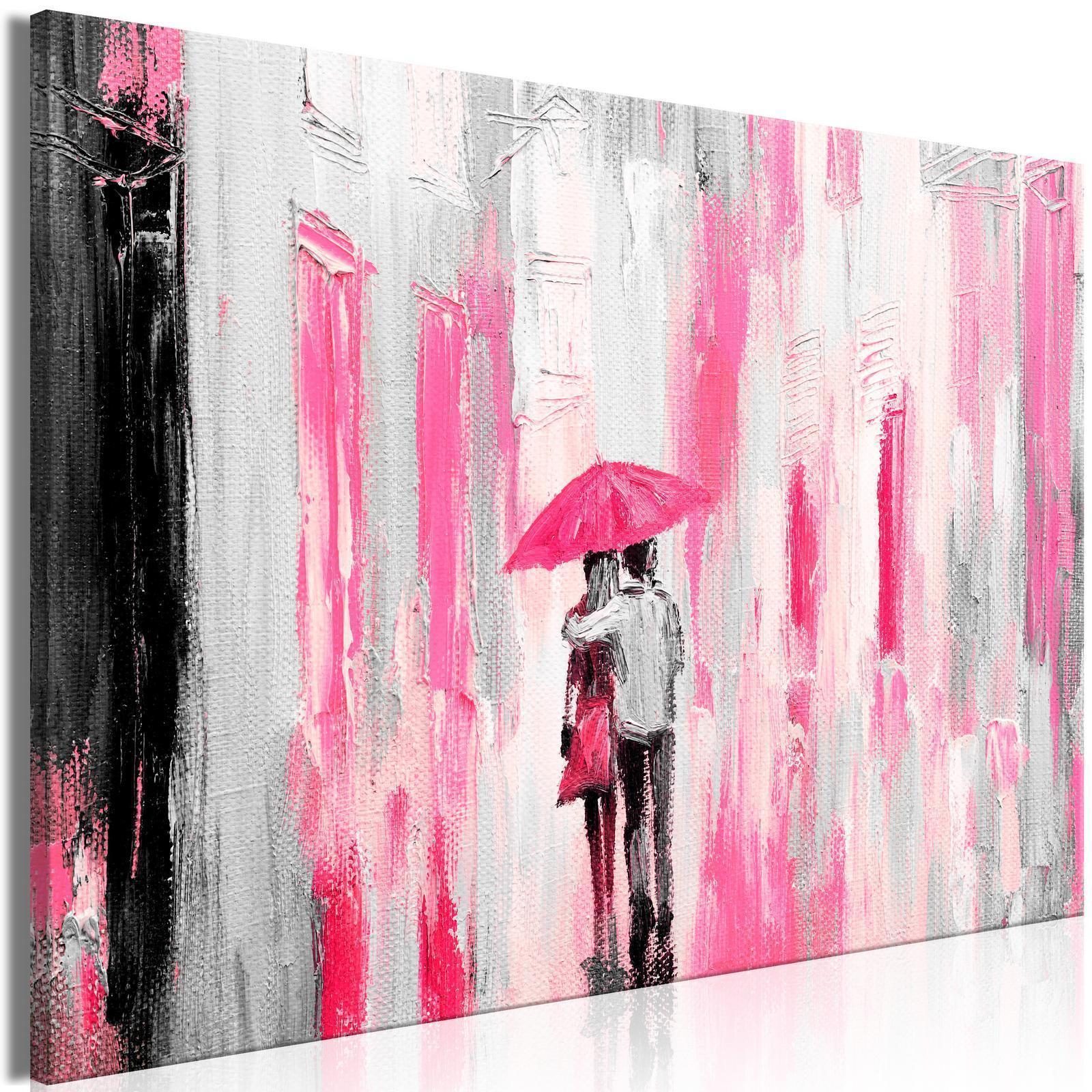 Tavla - Umbrella in Love (1 Part) Wide Pink-Tavlor-Artgeist-peaceofhome.se