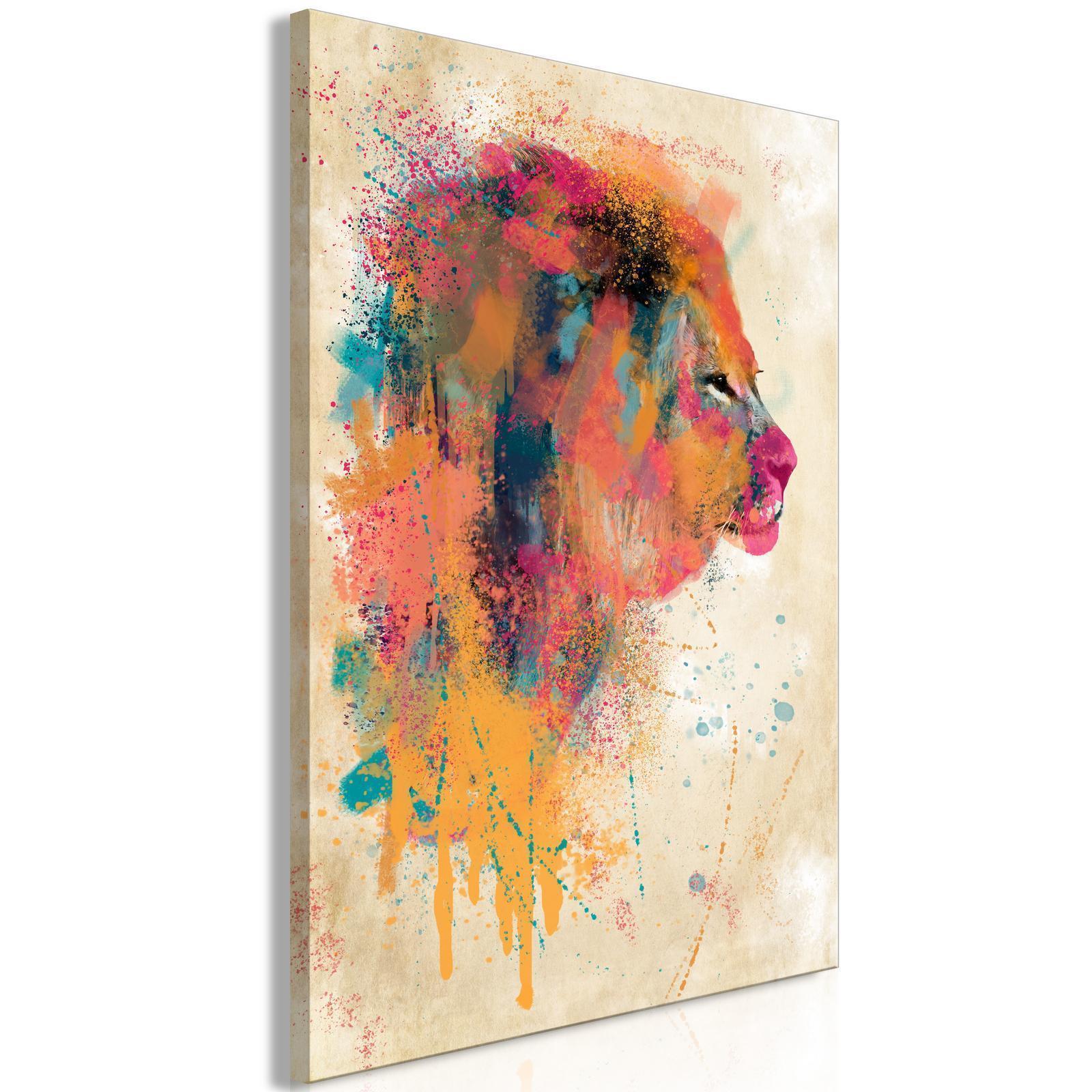 Tavla - Watercolor Lion (1 Part) Vertical-Tavlor-Artgeist-peaceofhome.se