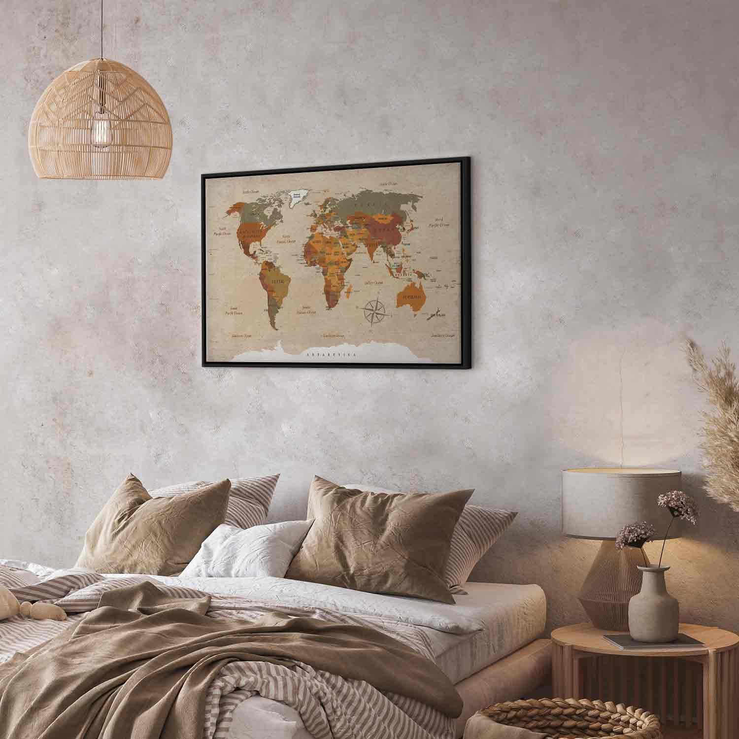 Tavla - World Map: Beige Chic-Tavlor-Artgeist-peaceofhome.se