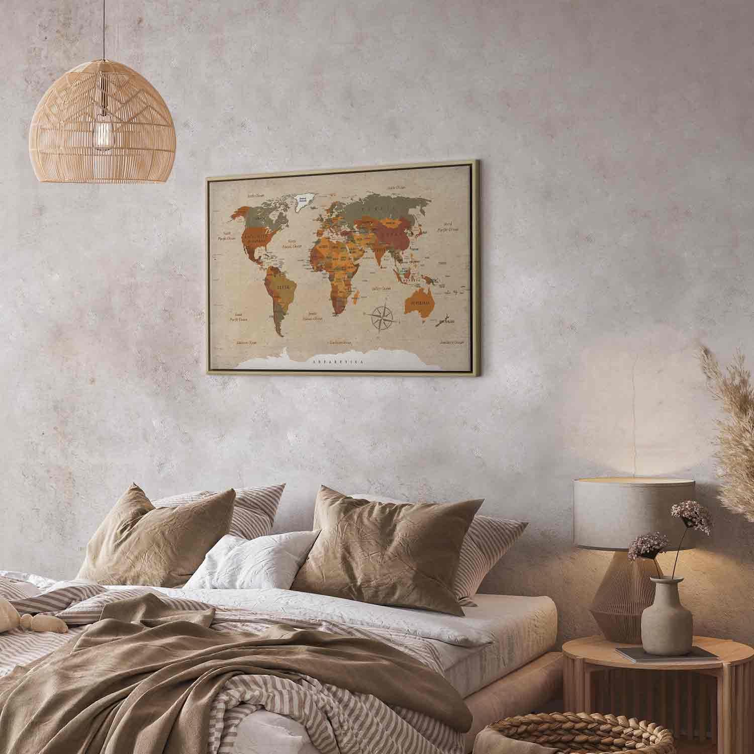 Tavla - World Map: Beige Chic-Tavlor-Artgeist-peaceofhome.se