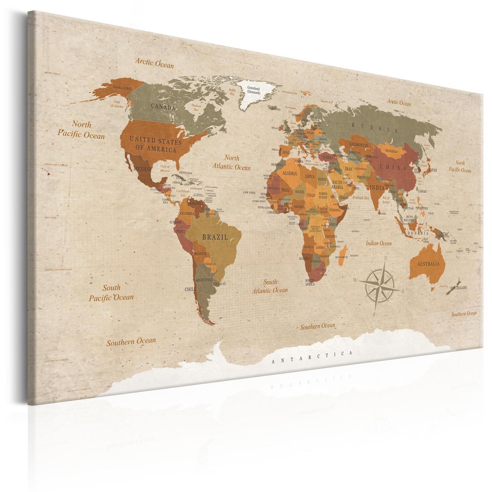 Tavla - World Map: Beige Chic-Tavlor-Artgeist-peaceofhome.se