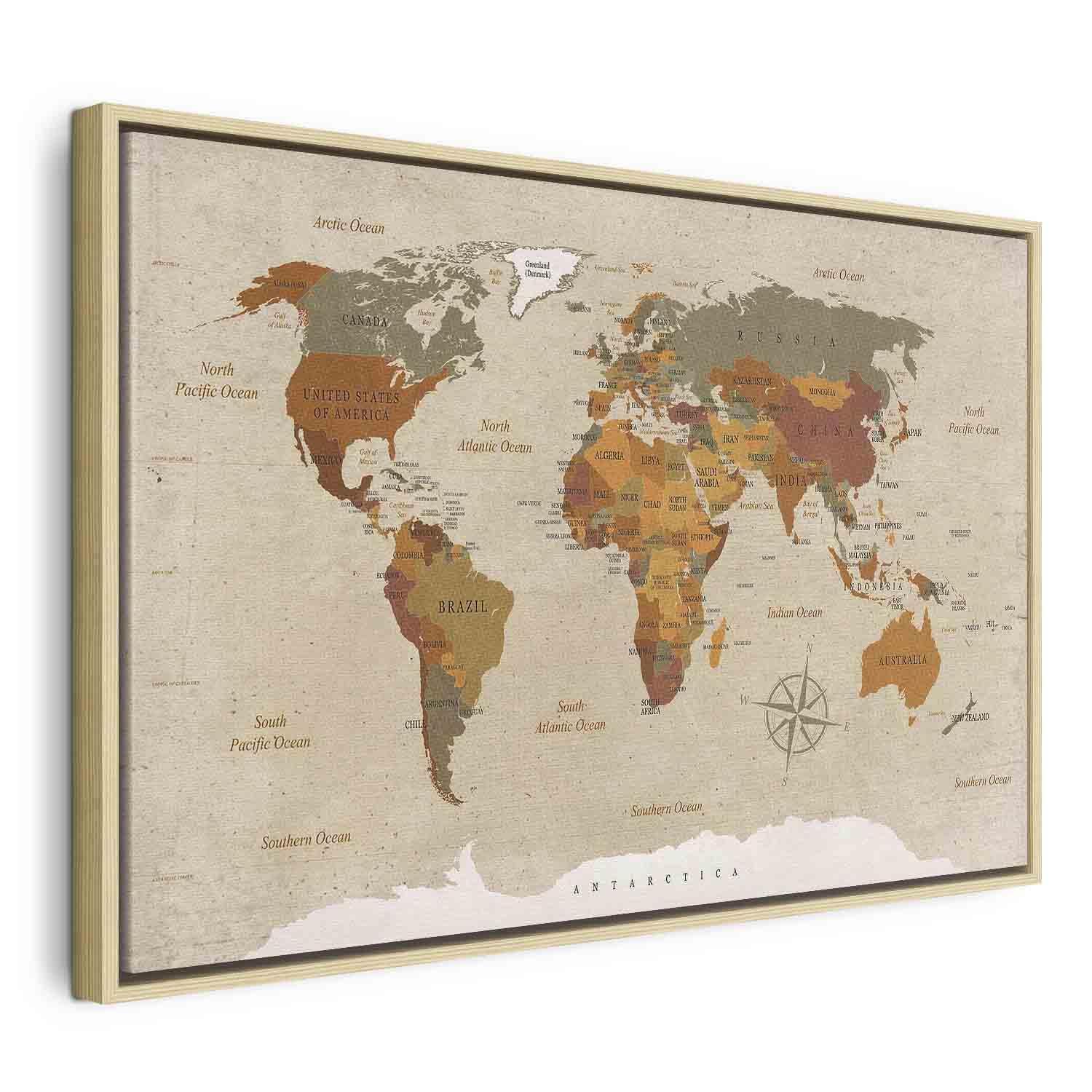 Tavla - World Map: Beige Chic-Tavlor-Artgeist-peaceofhome.se