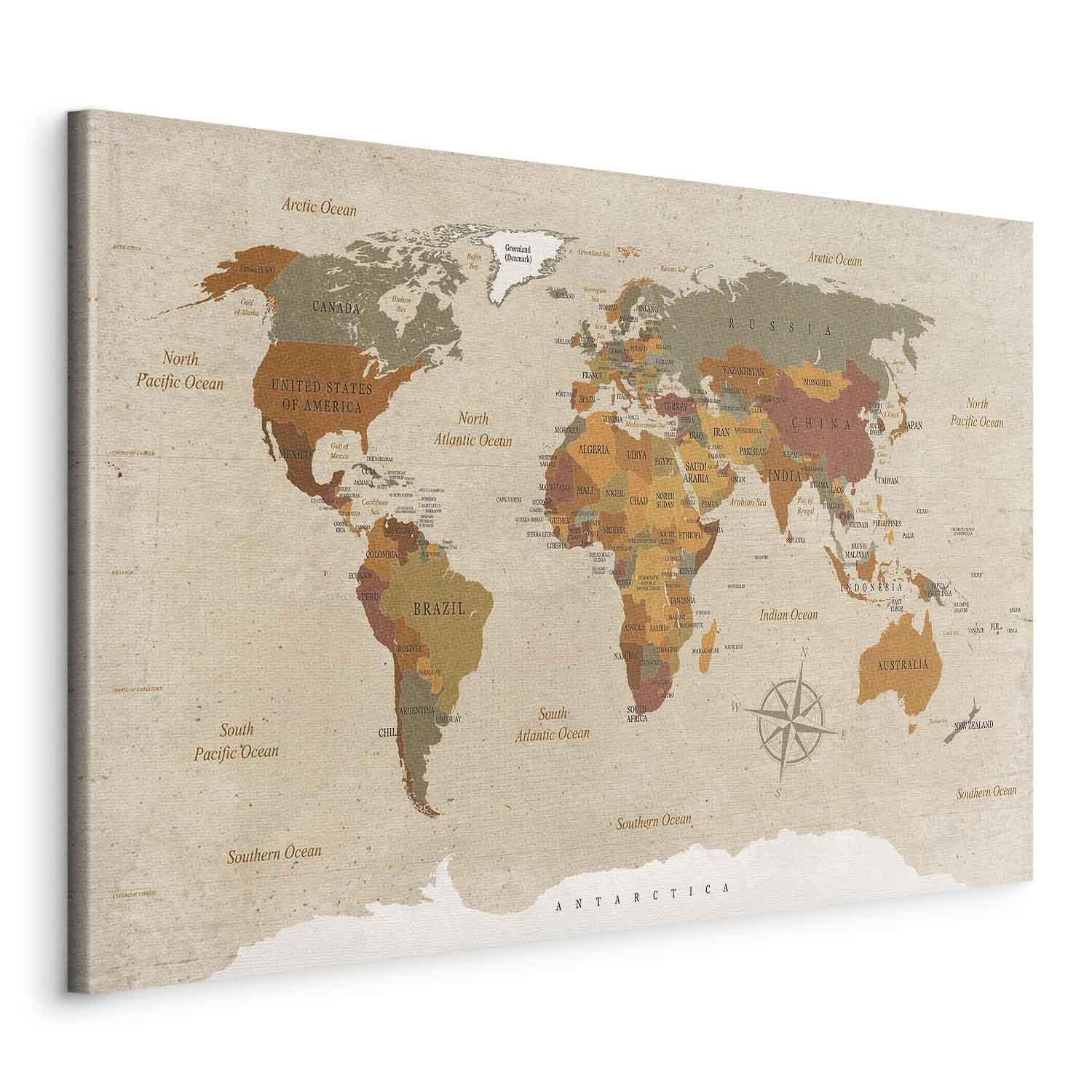 Tavla - World Map: Beige Chic-Tavlor-Artgeist-peaceofhome.se