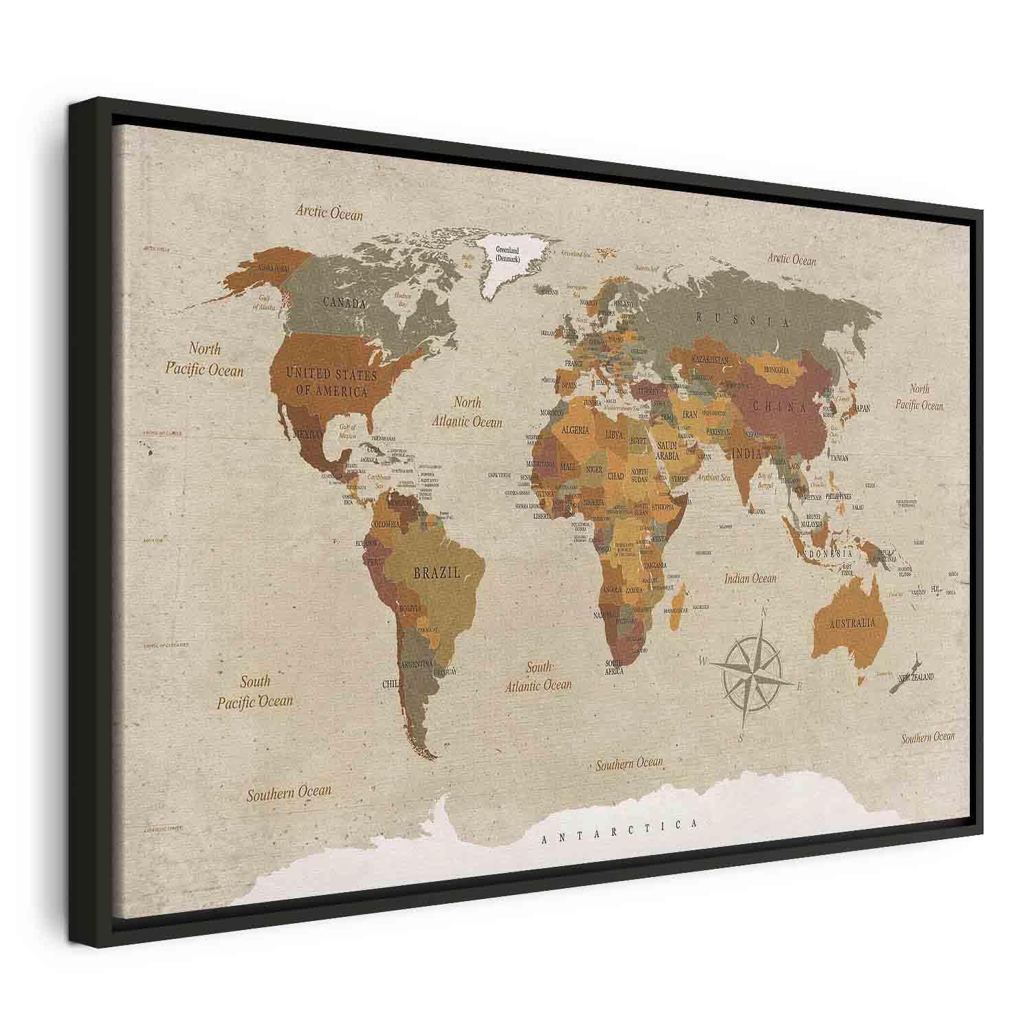 Tavla - World Map: Beige Chic-Tavlor-Artgeist-peaceofhome.se