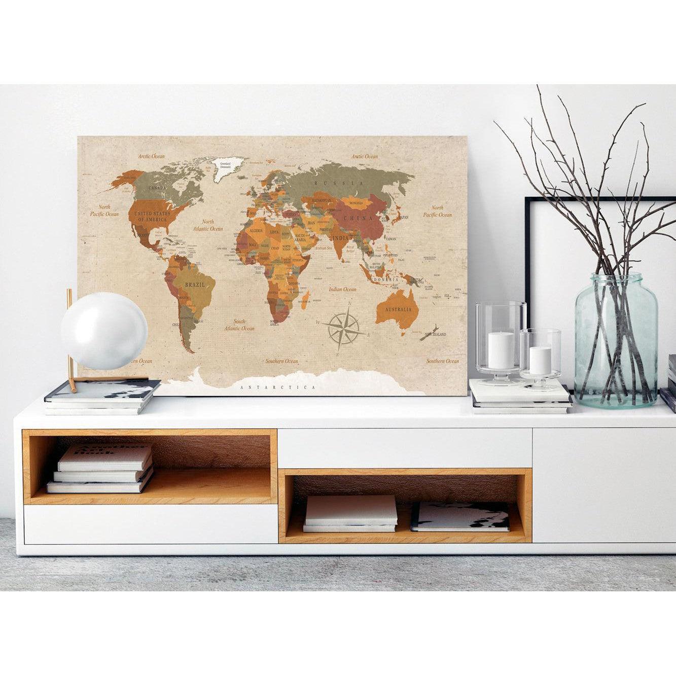 Tavla - World Map: Beige Chic-Tavlor-Artgeist-peaceofhome.se