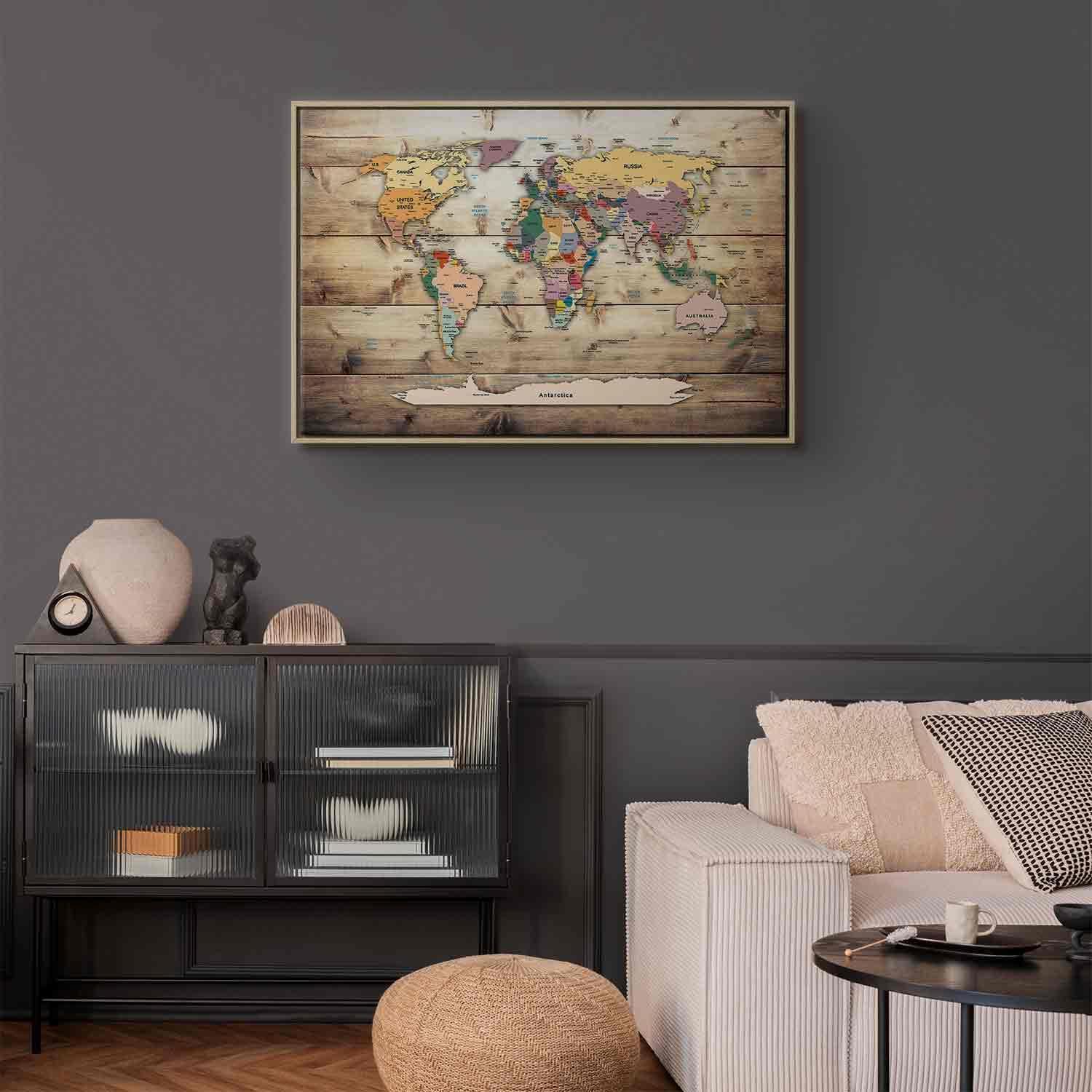 Tavla - World Map: Colourful Continents-Tavlor-Artgeist-peaceofhome.se