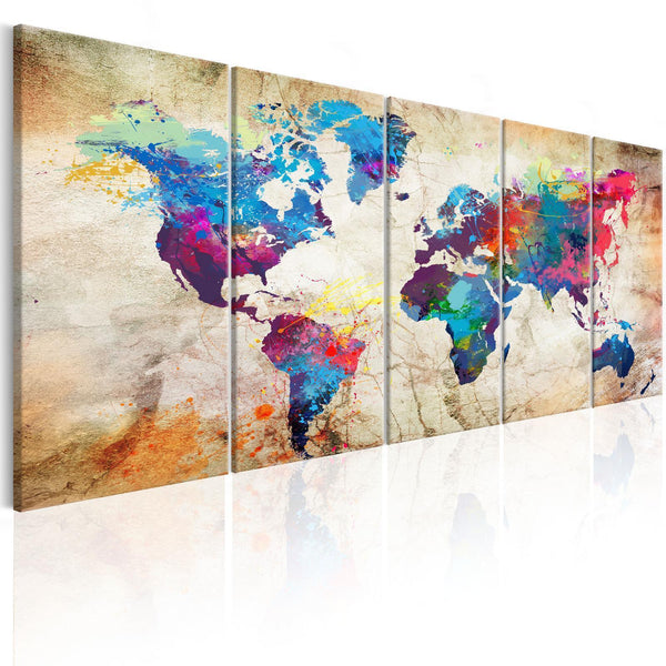 Tavla - World Map: Colourful Ink Blots-Tavlor-Artgeist-peaceofhome.se