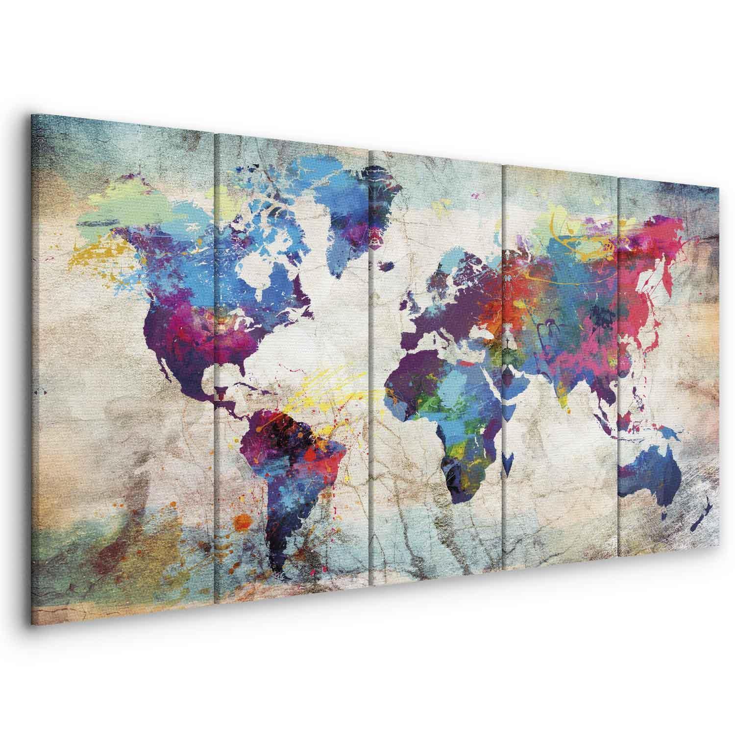 Tavla - World Map: Cracked Wall-Tavlor-Artgeist-peaceofhome.se