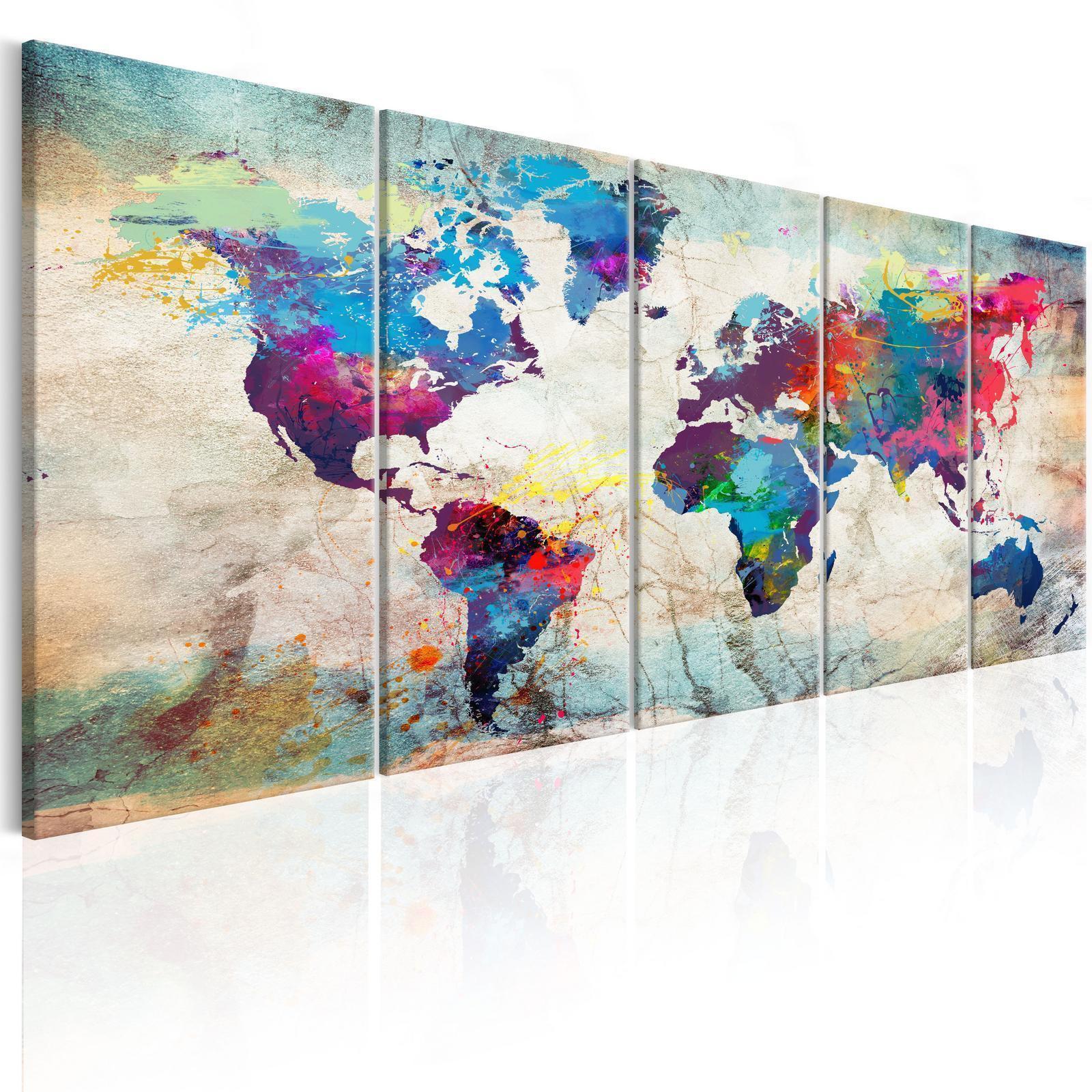 Tavla - World Map: Cracked Wall-Tavlor-Artgeist-peaceofhome.se