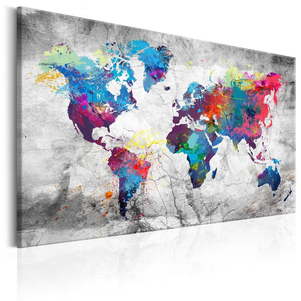 Tavla - World Map: Grey Style-Tavlor-Artgeist-peaceofhome.se