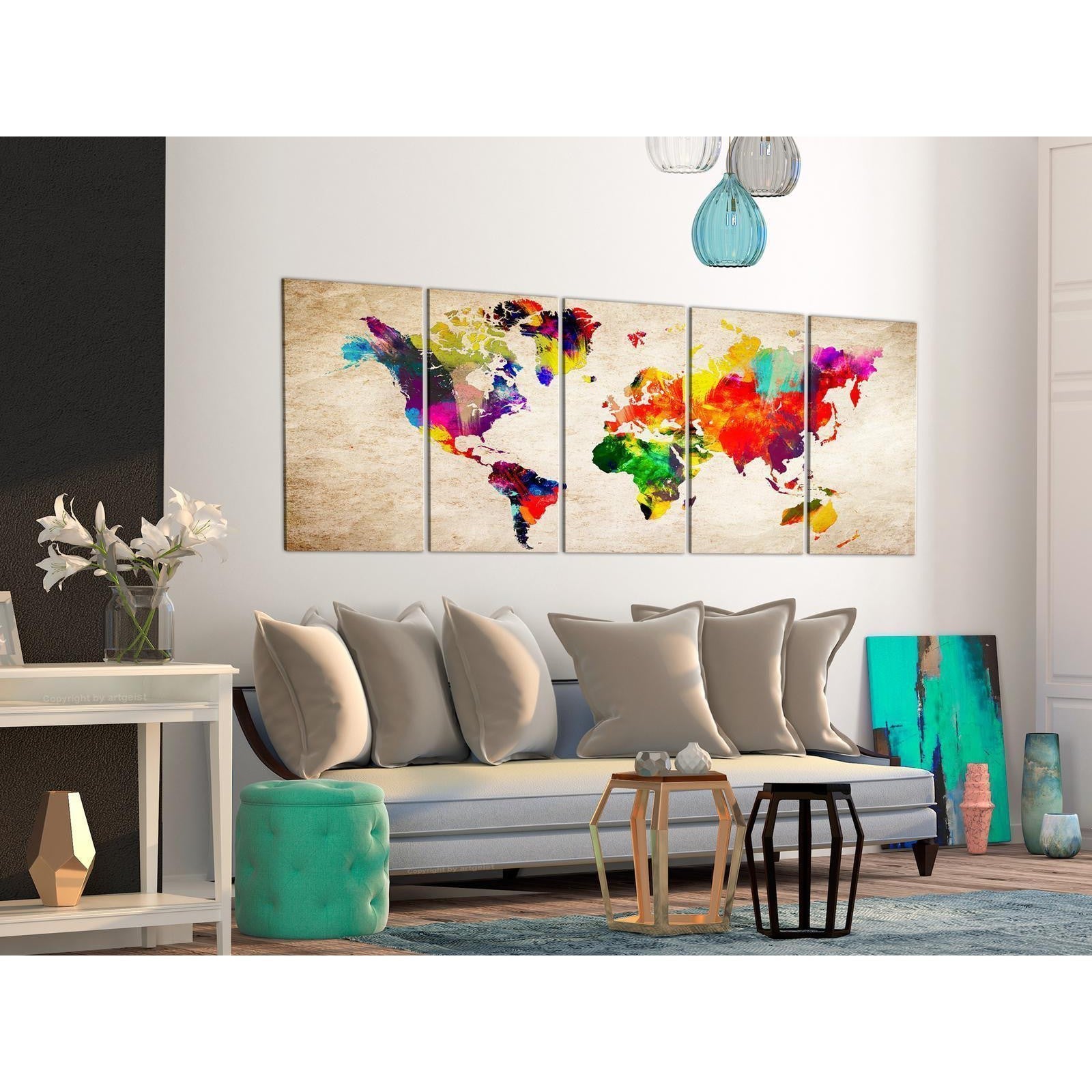 Tavla - World Map: Painted World-Tavlor-Artgeist-peaceofhome.se