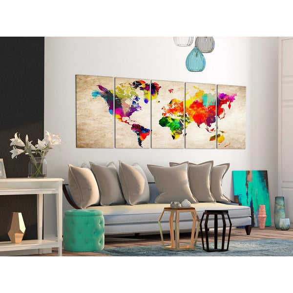 Tavla - World Map: Painted World-Tavlor-Artgeist-peaceofhome.se