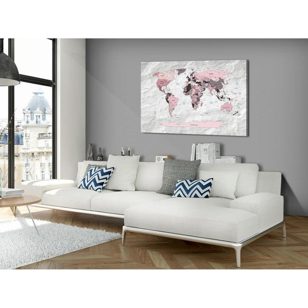 Tavla - World Map: Pink Continents-Tavlor-Artgeist-peaceofhome.se