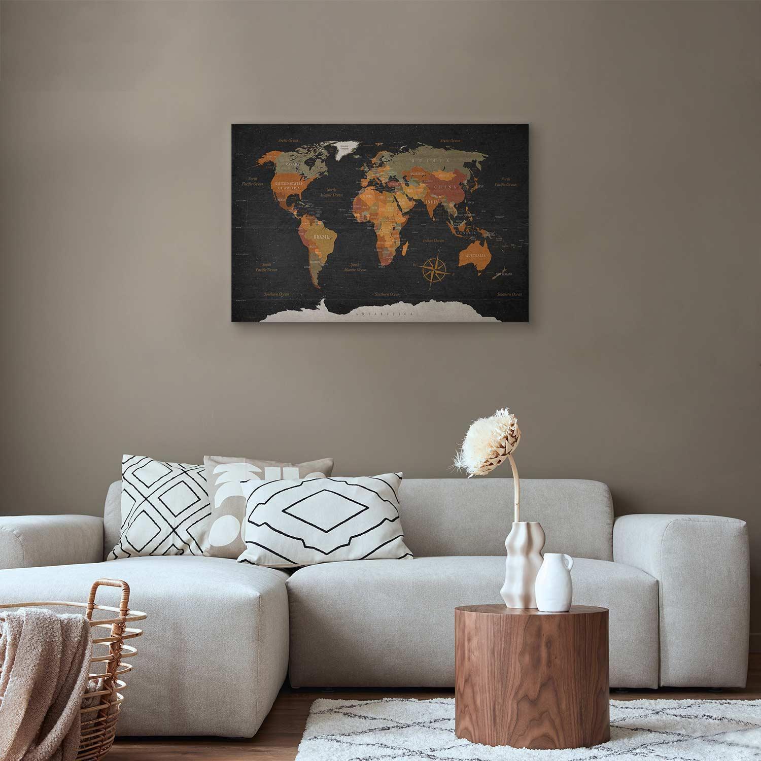 Tavla - World Map: Secrets of the Earth-Tavlor-Artgeist-peaceofhome.se