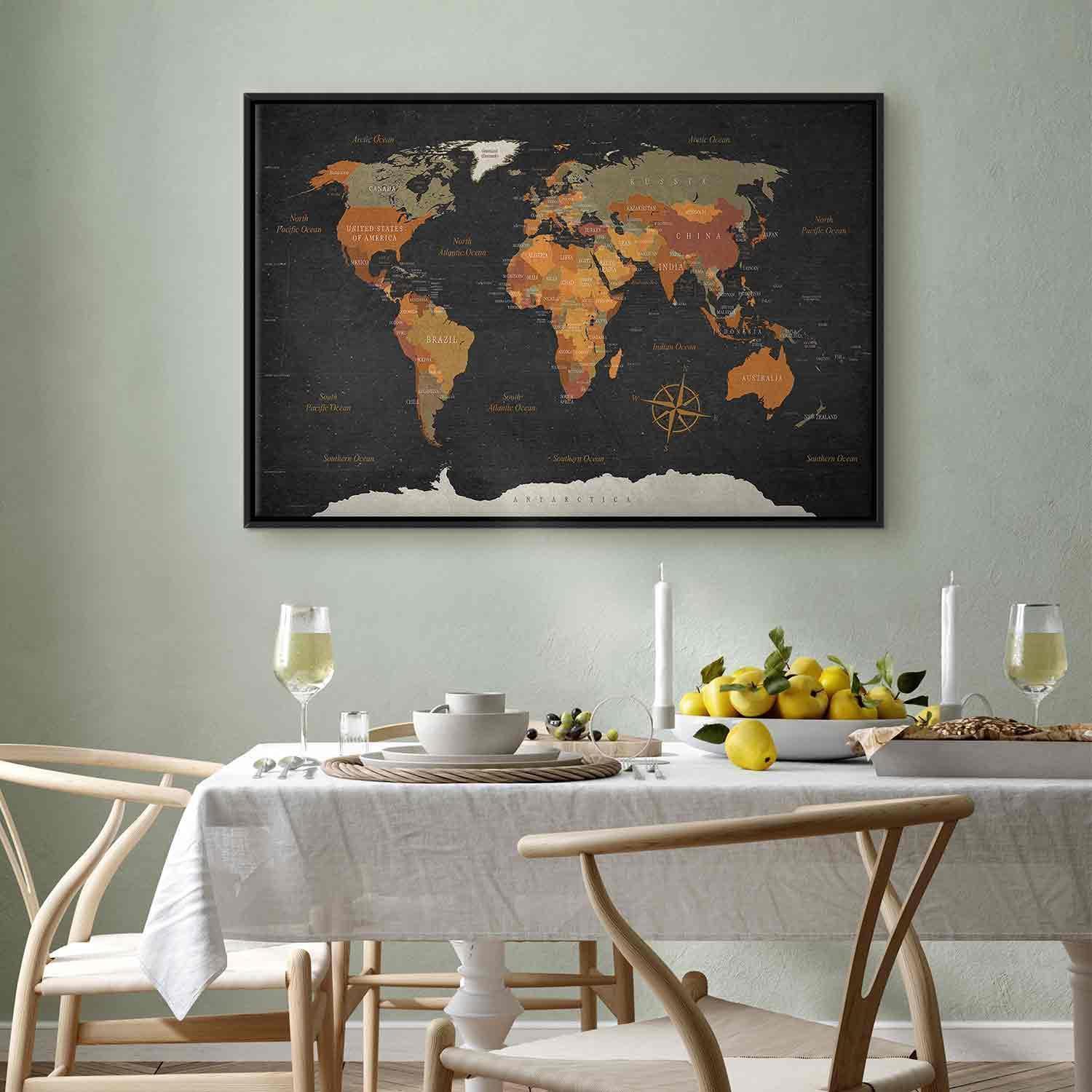 Tavla - World Map: Secrets of the Earth-Tavlor-Artgeist-peaceofhome.se