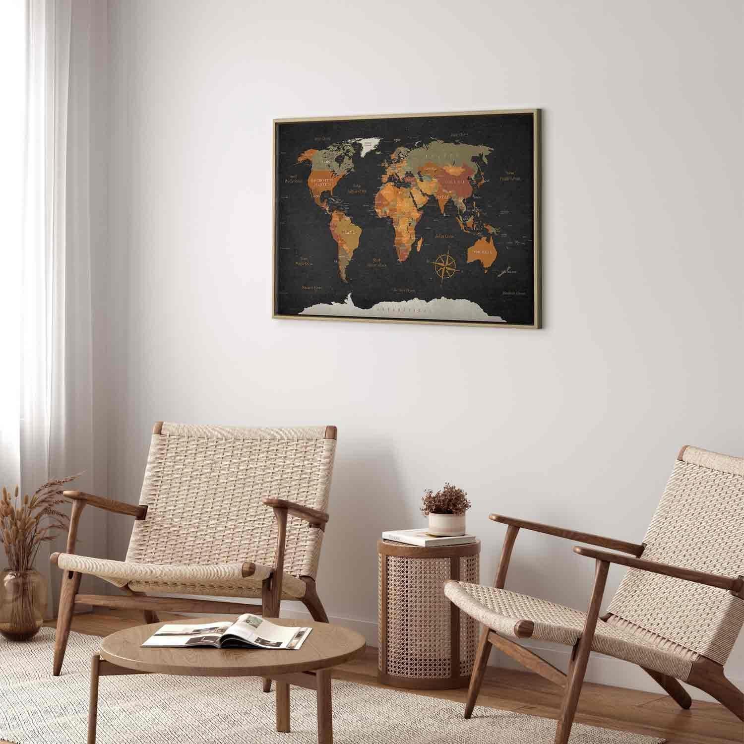 Tavla - World Map: Secrets of the Earth-Tavlor-Artgeist-peaceofhome.se