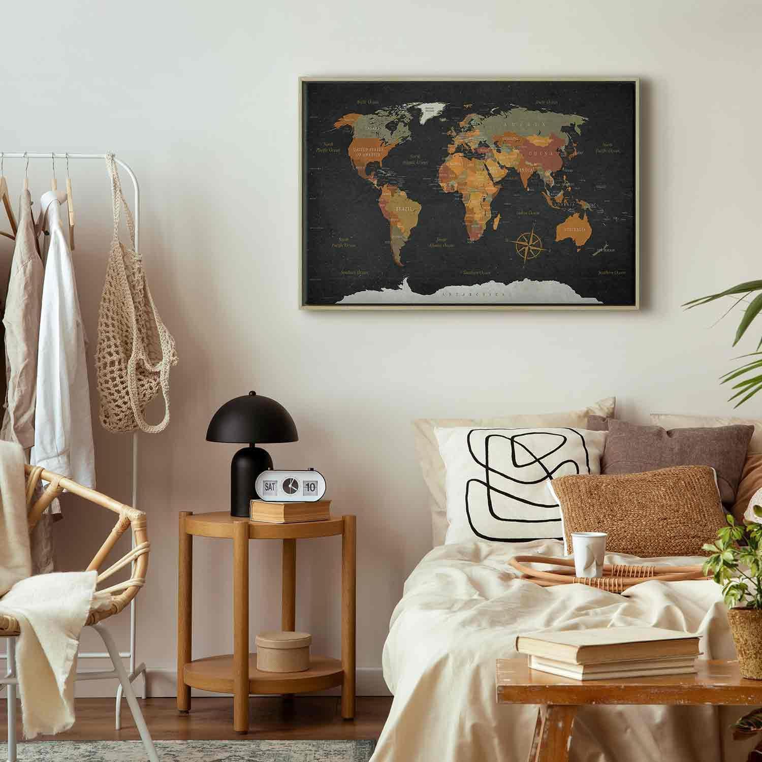 Tavla - World Map: Secrets of the Earth-Tavlor-Artgeist-peaceofhome.se