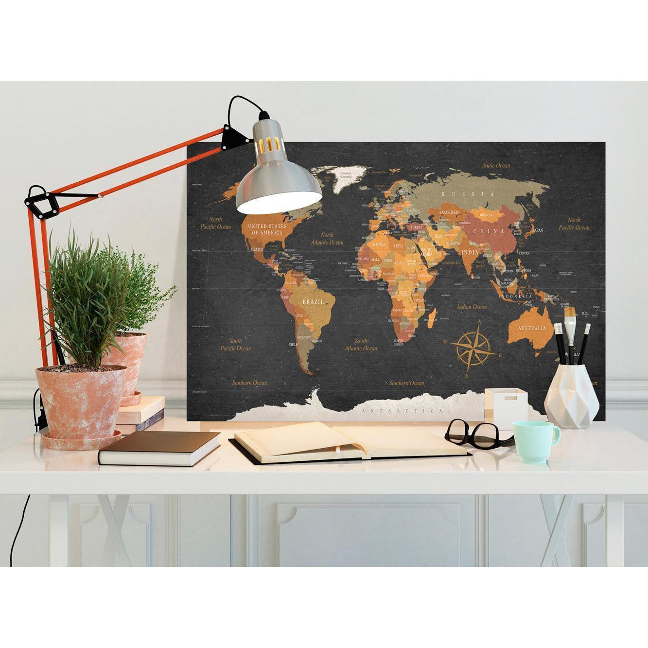 Tavla - World Map: Secrets of the Earth-Tavlor-Artgeist-peaceofhome.se