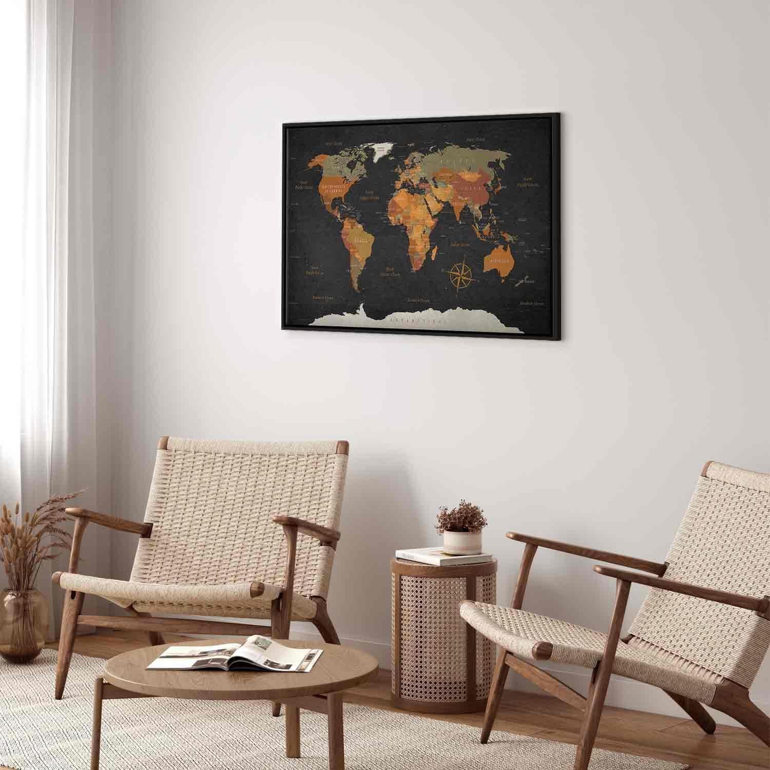 Tavla - World Map: Secrets of the Earth-Tavlor-Artgeist-peaceofhome.se