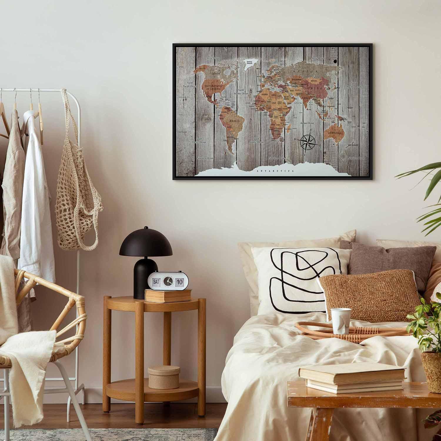 Tavla - World Map: Wooden Stories-Tavlor-Artgeist-peaceofhome.se