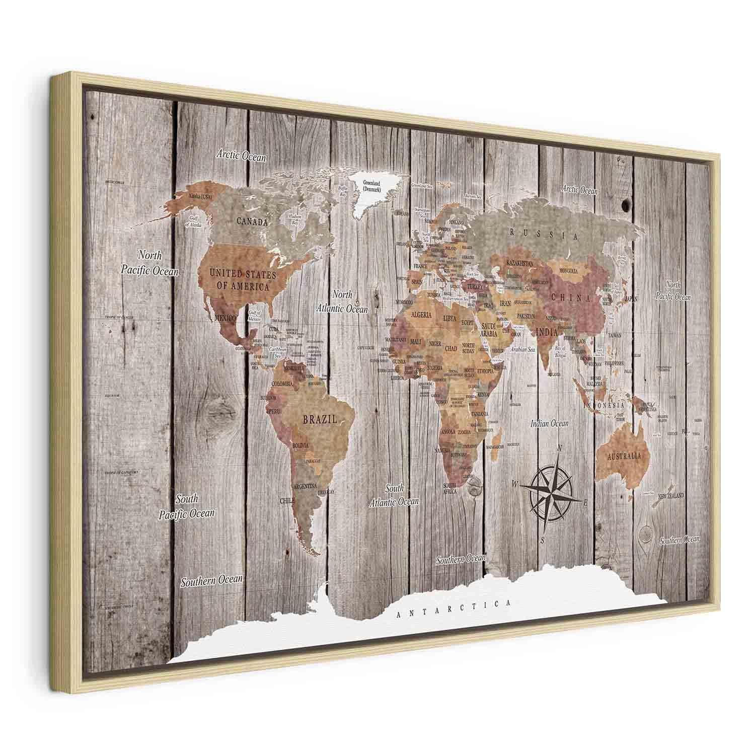 Tavla - World Map: Wooden Stories-Tavlor-Artgeist-peaceofhome.se