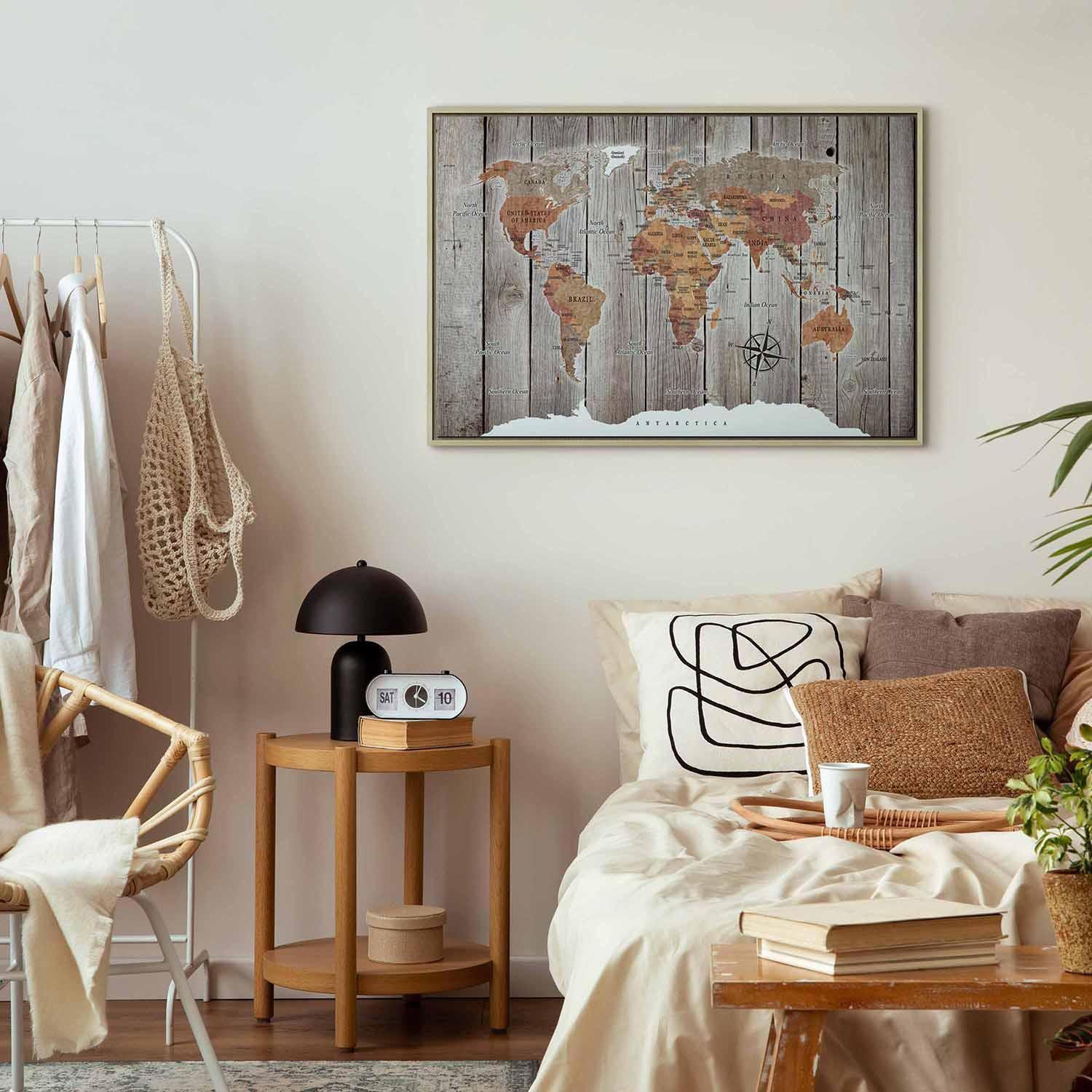 Tavla - World Map: Wooden Stories-Tavlor-Artgeist-peaceofhome.se