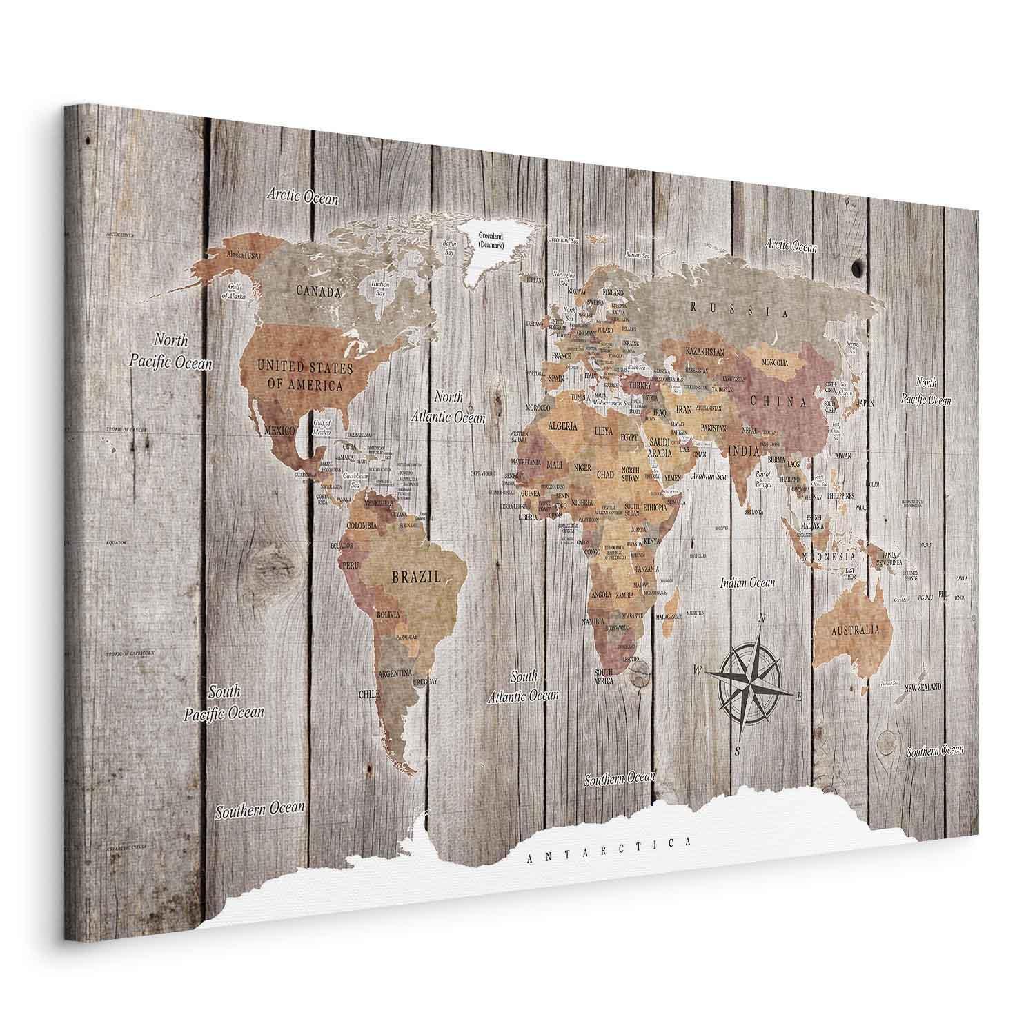 Tavla - World Map: Wooden Stories-Tavlor-Artgeist-peaceofhome.se