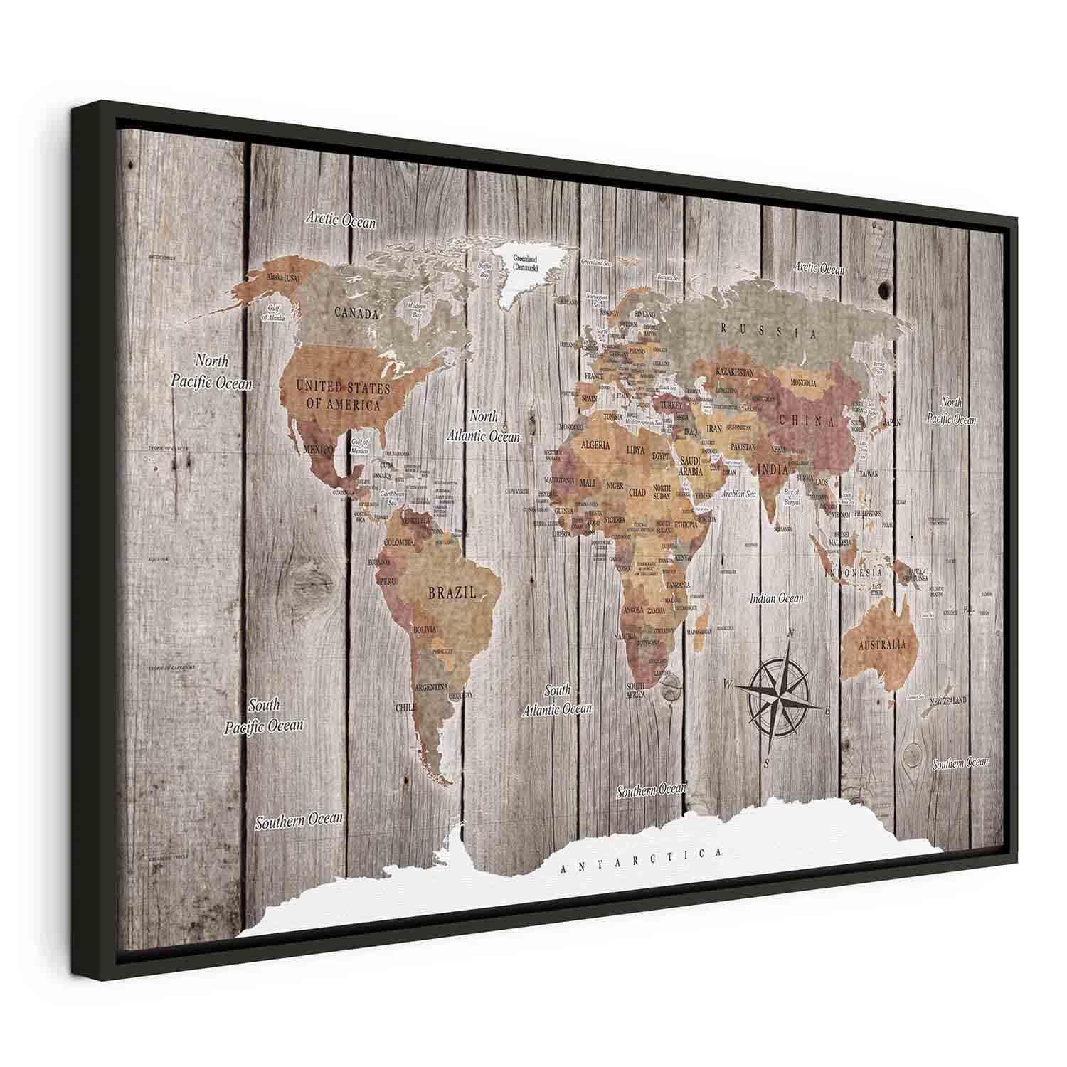 Tavla - World Map: Wooden Stories-Tavlor-Artgeist-peaceofhome.se