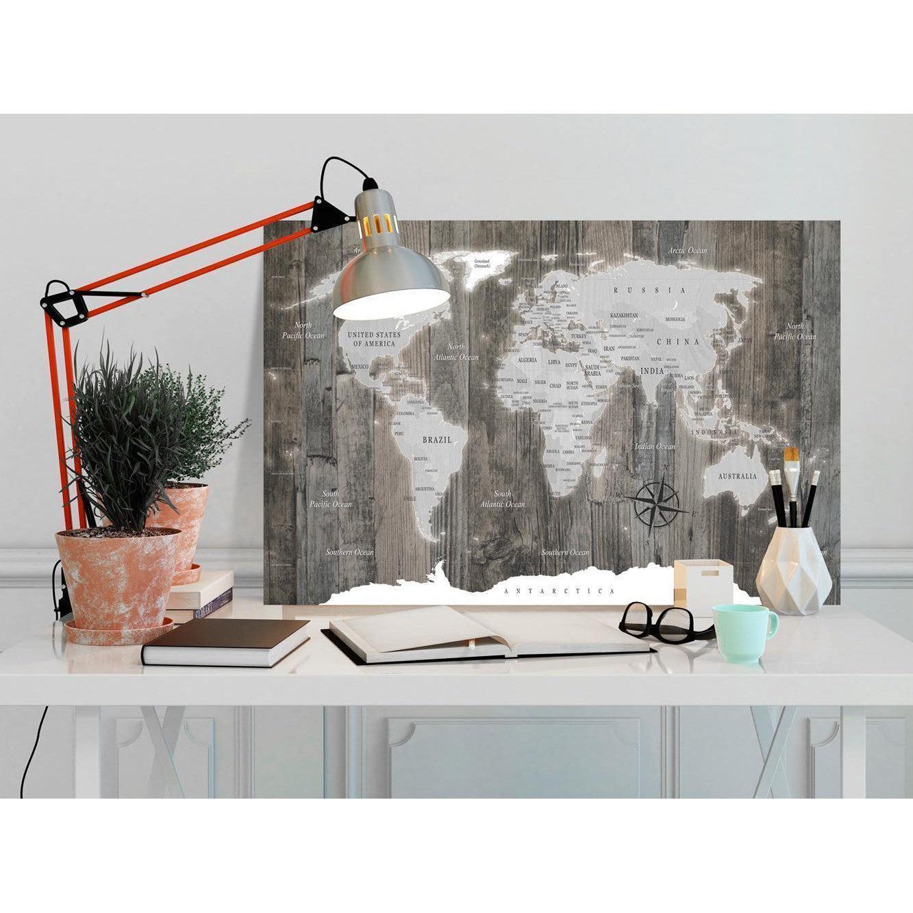 Tavla - World Map: Wooden World-Tavlor-Artgeist-peaceofhome.se