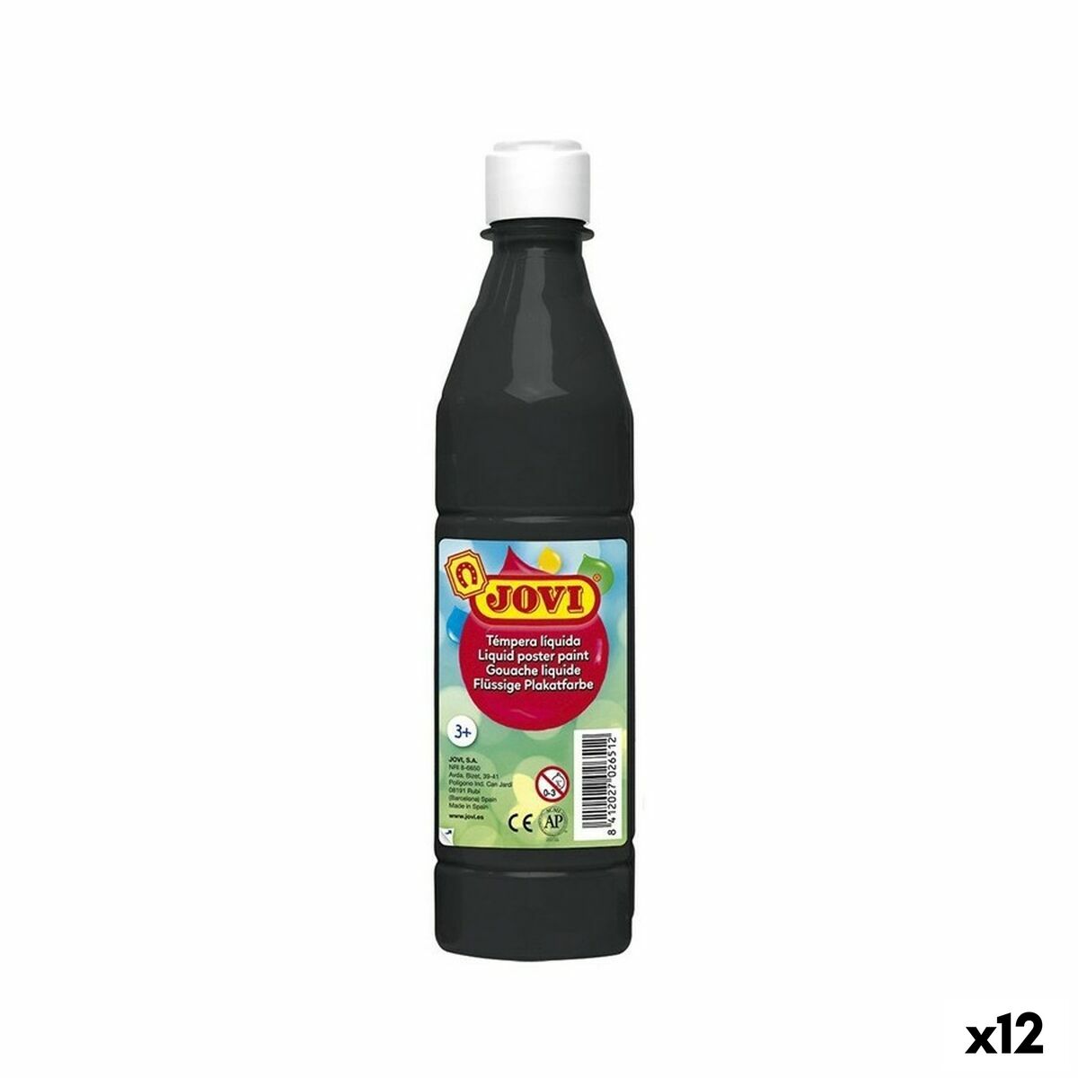 Tempera Jovi Svart 500 ml (12 antal)-Kontor och Kontorsmaterial, konst och hantverk-Jovi-peaceofhome.se