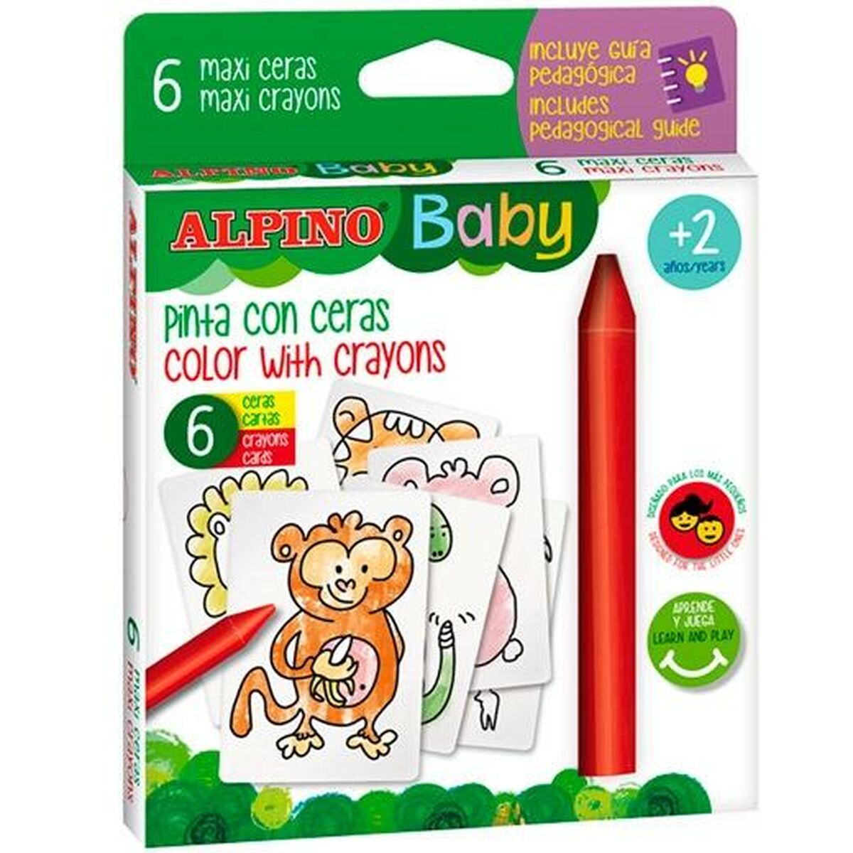 Tjocka färgpennor Alpino Baby Jungle Multicolour (12 antal)-Leksaker och spel, Kreativa aktiviteter-Alpino-peaceofhome.se
