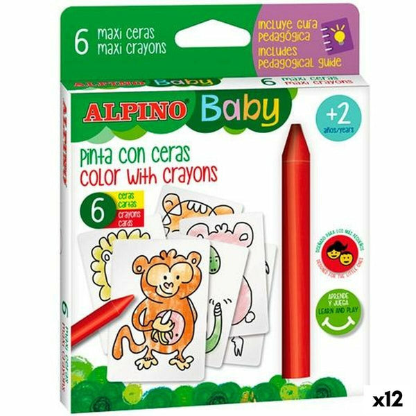Tjocka färgpennor Alpino Baby Jungle Multicolour (12 antal)-Leksaker och spel, Kreativa aktiviteter-Alpino-peaceofhome.se