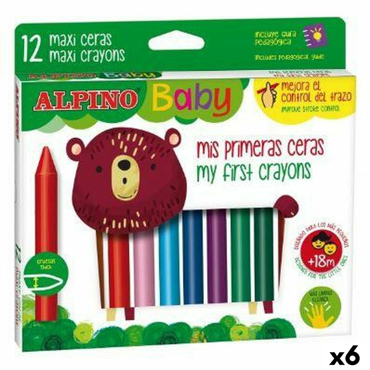 Tjocka färgpennor Alpino Baby Multicolour 12 Delar (6 antal)-Leksaker och spel, Kreativa aktiviteter-Alpino-peaceofhome.se