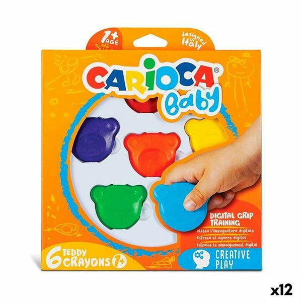 Tjocka färgpennor Carioca Teddy 6 Delar Multicolour (12 antal)-Leksaker och spel, Kreativa aktiviteter-Carioca-peaceofhome.se