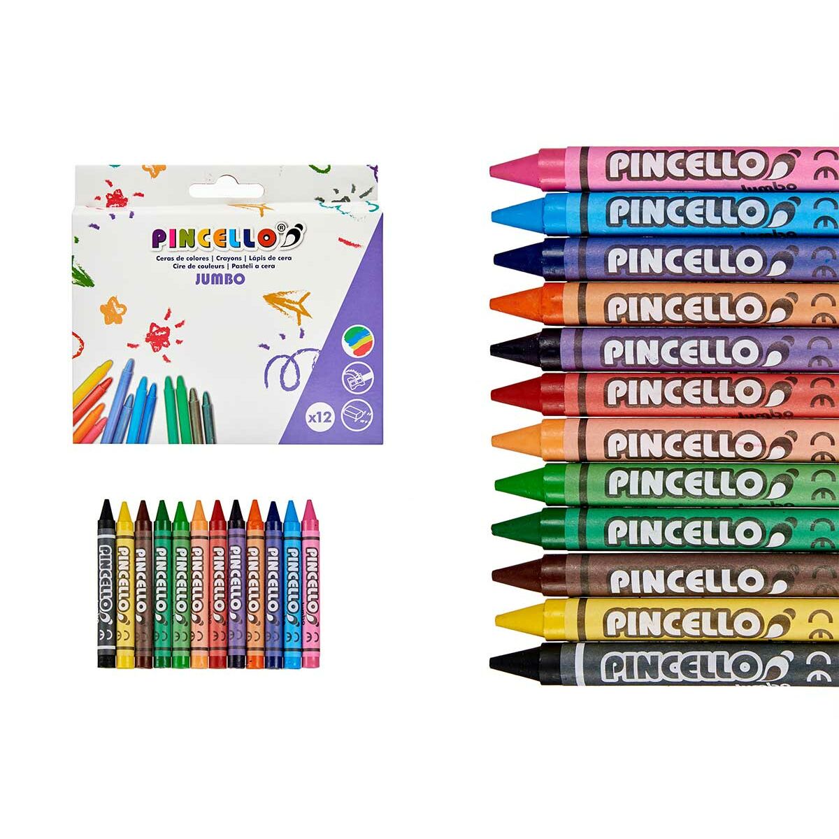 Tjocka färgpennor Pincello 45930 45930 (12 antal)-Kontor och Kontorsmaterial, konst och hantverk-Pincello-peaceofhome.se