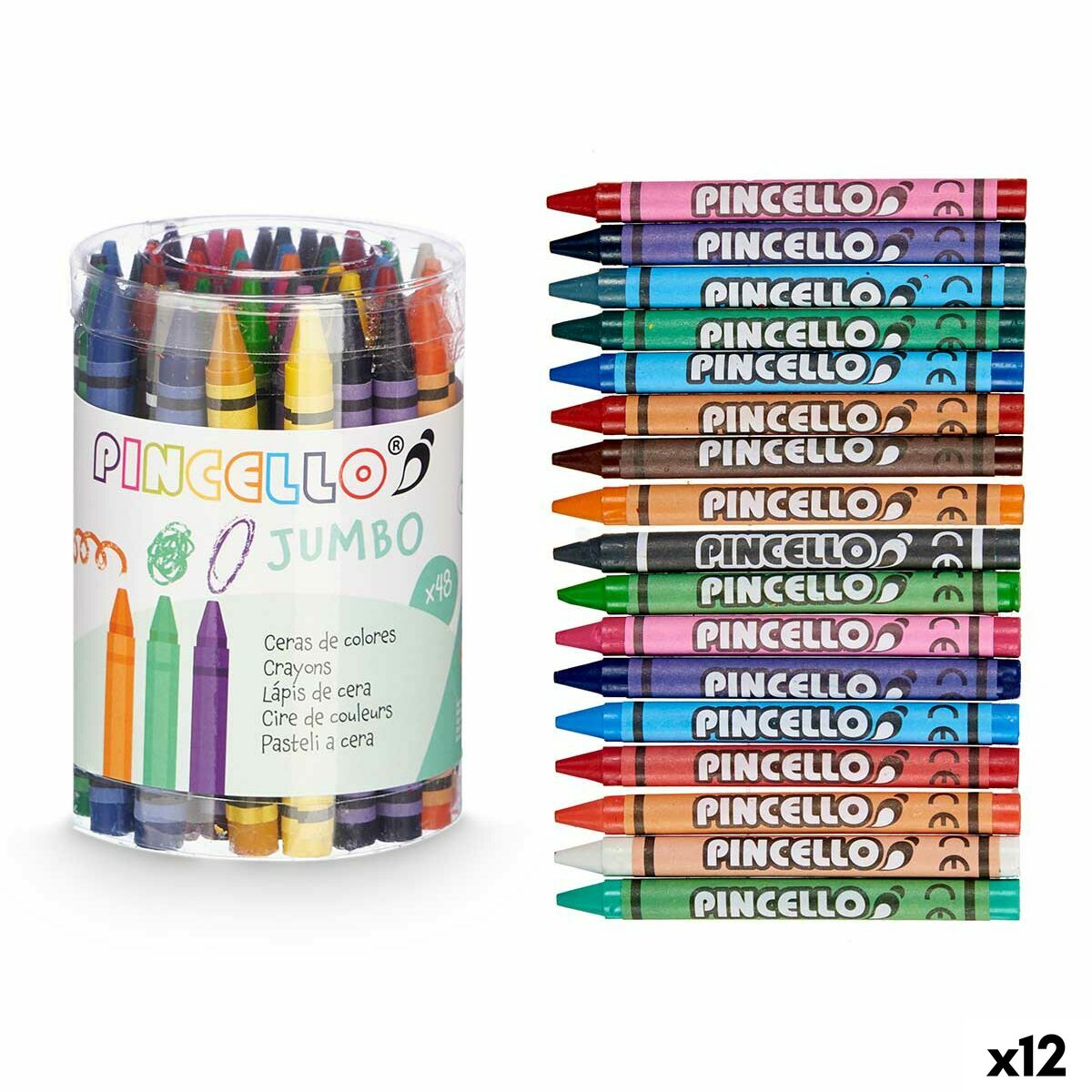 Tjocka färgpennor Pincello 45936 45936 (12 antal)-Kontor och Kontorsmaterial, konst och hantverk-Pincello-peaceofhome.se