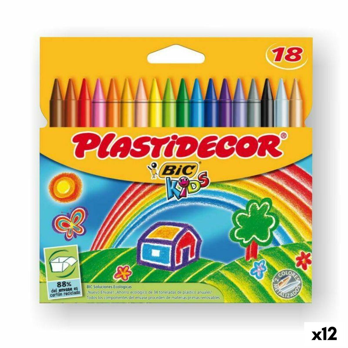 Tjocka färgpennor Plastidecor Multicolour (12 antal)